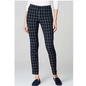 J Jill Womens Blue Plaid Essential Cotton Stretch Pull On Pants